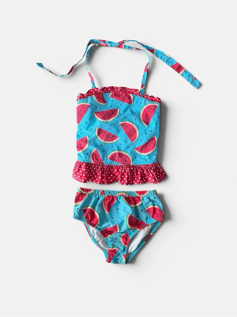 Kelly’s Kids Watermelon Halter Tankini Swimsuit Set Girls Size 5-6 Y2K Boutique